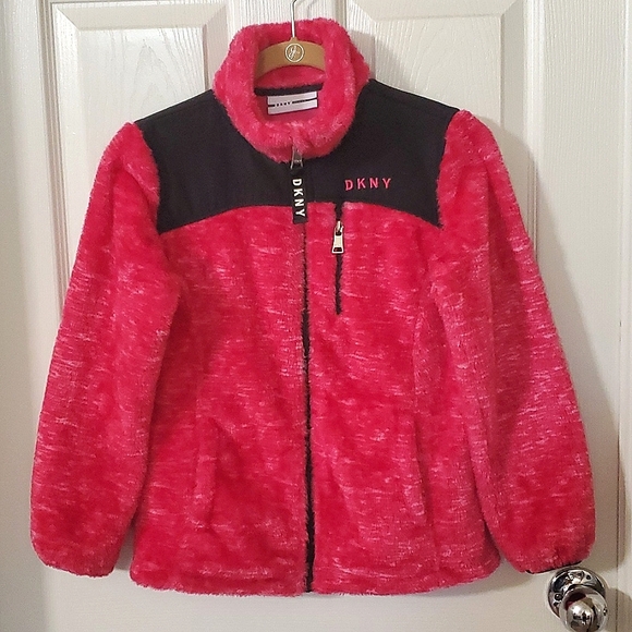 Dkny Other - DKNY Pink Soft Fleece Zipper Front Jacket Girls (see pictures for measurements)